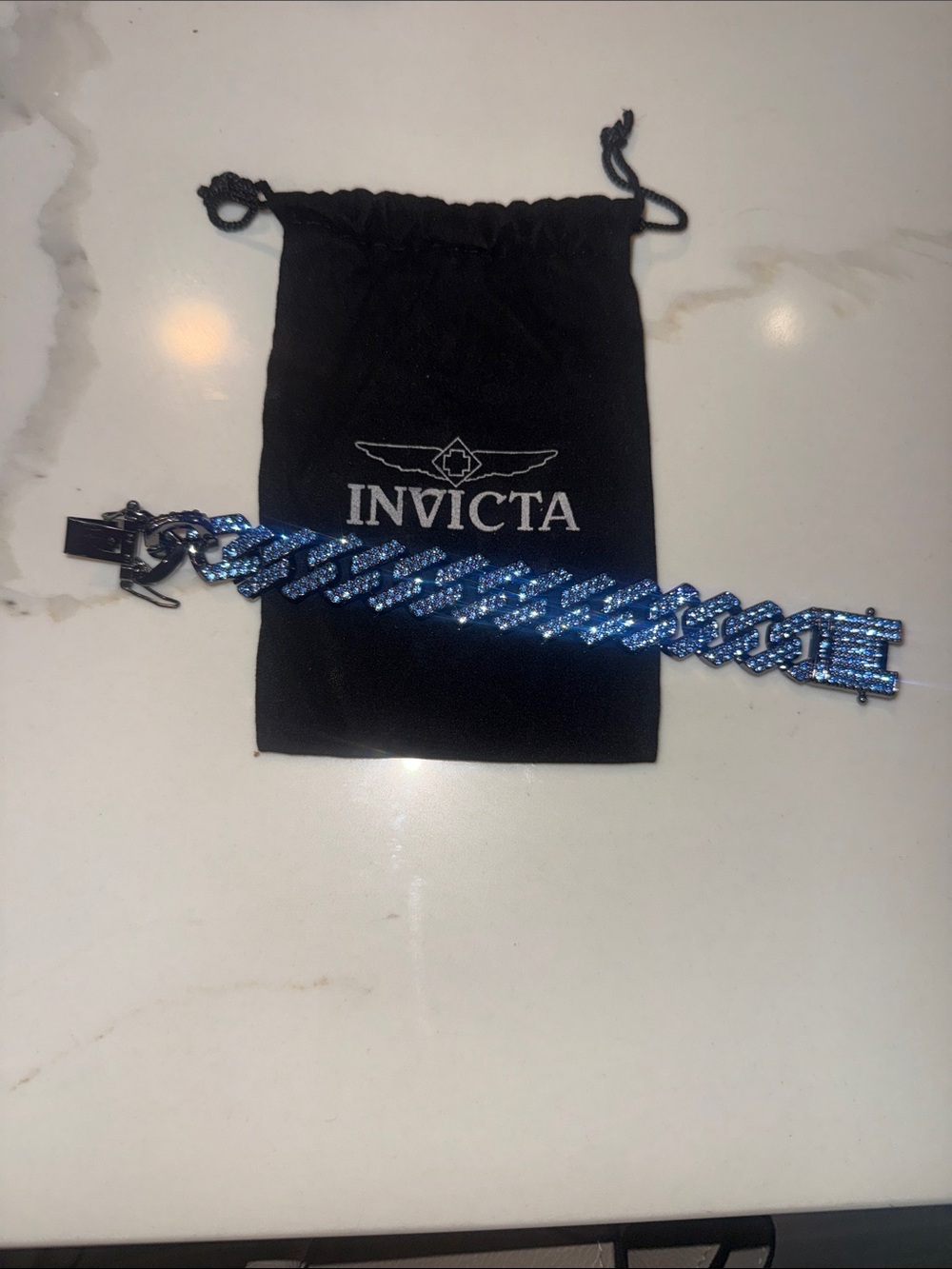 Invicta Men’s Sparkling Blue Cuban Link Bracelet